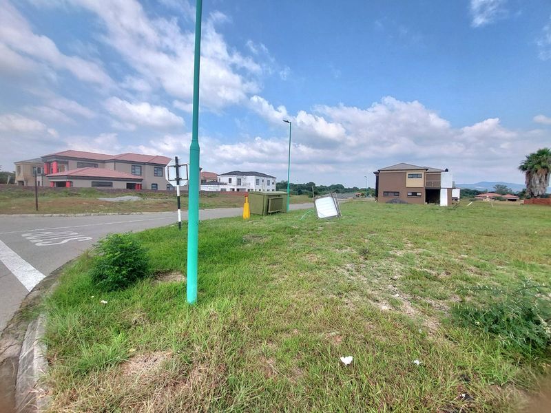 A street view of a residential vacant land plot in a developed estate with paved roads and surrounding residential properties.