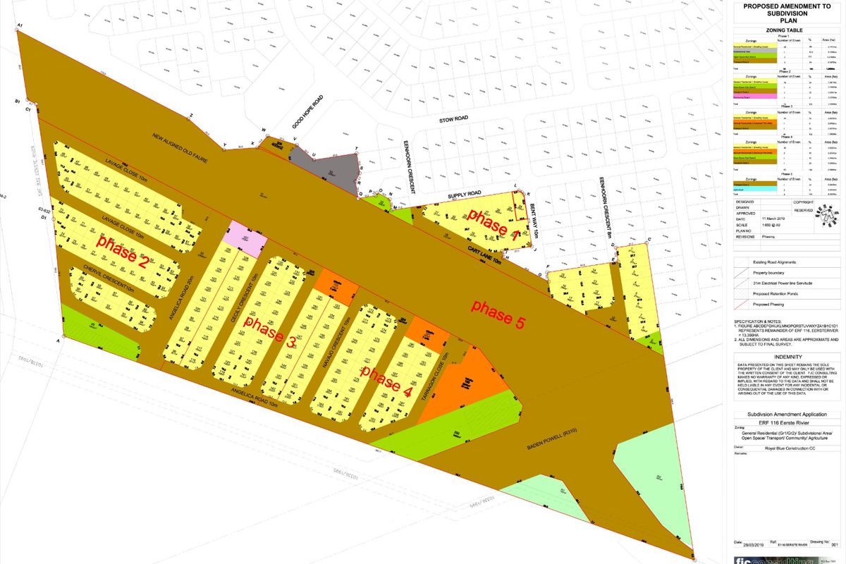 A detailed subdivision plan showing the proposed layout, zoning, and phasing for the residential development.