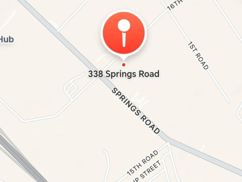 A map view showing the location of the property at 338 Springs Road.