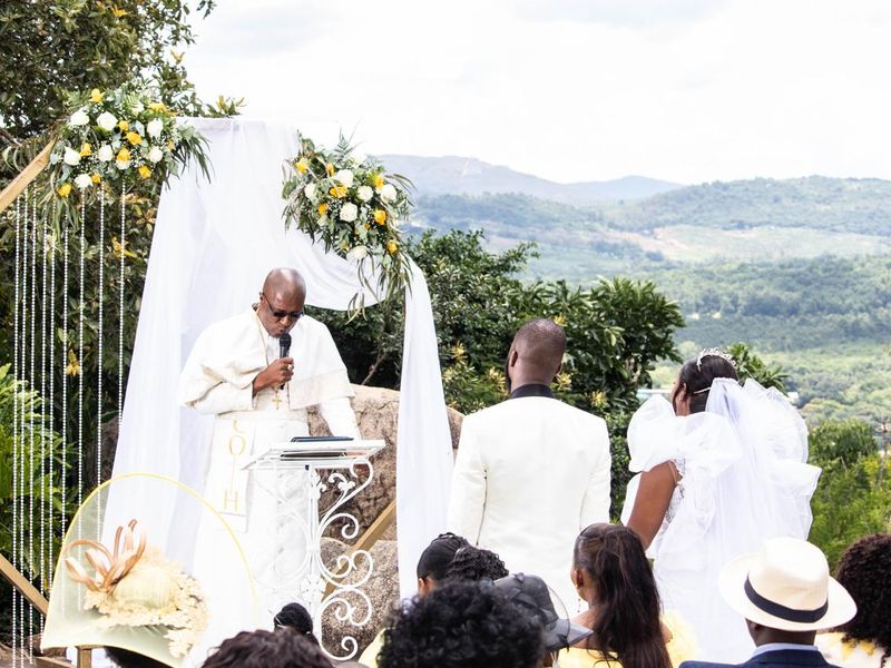 A scenic outdoor setting featuring expansive landscape views, suitable for events or as a picturesque feature of the farm property.