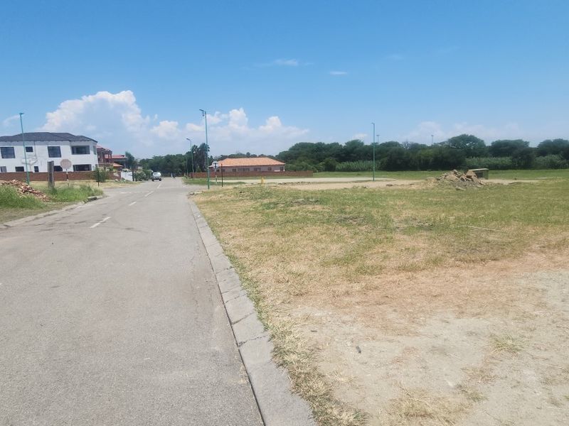 A view of the paved street and curb infrastructure adjacent to the vacant residential land plot.