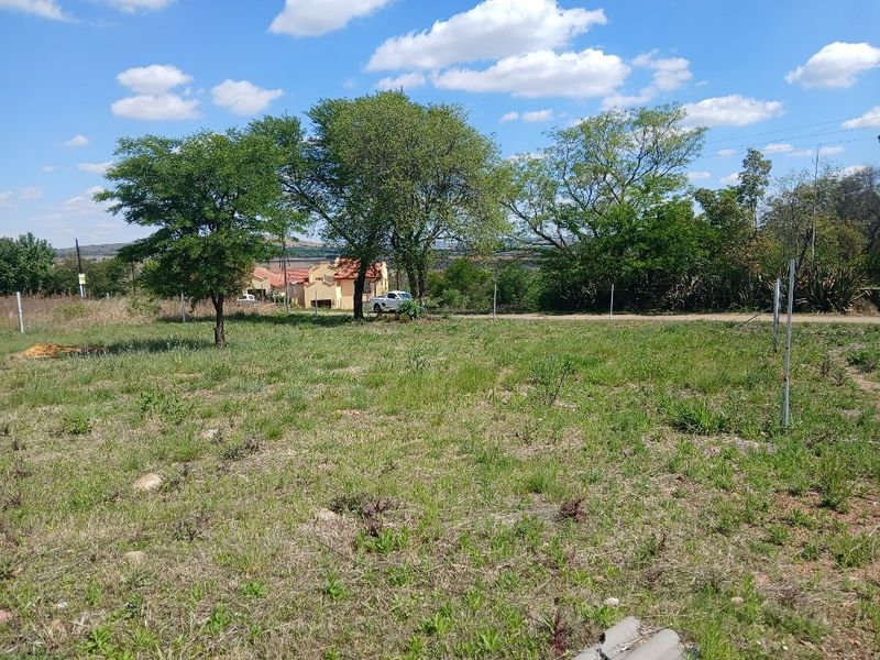 A vacant residential plot featuring established trees and perimeter fencing, offering a clear view of the surrounding neighborhood.