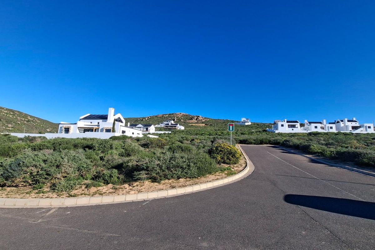 A view of the paved street and surrounding natural landscape within a residential estate, featuring established homes in the distance.