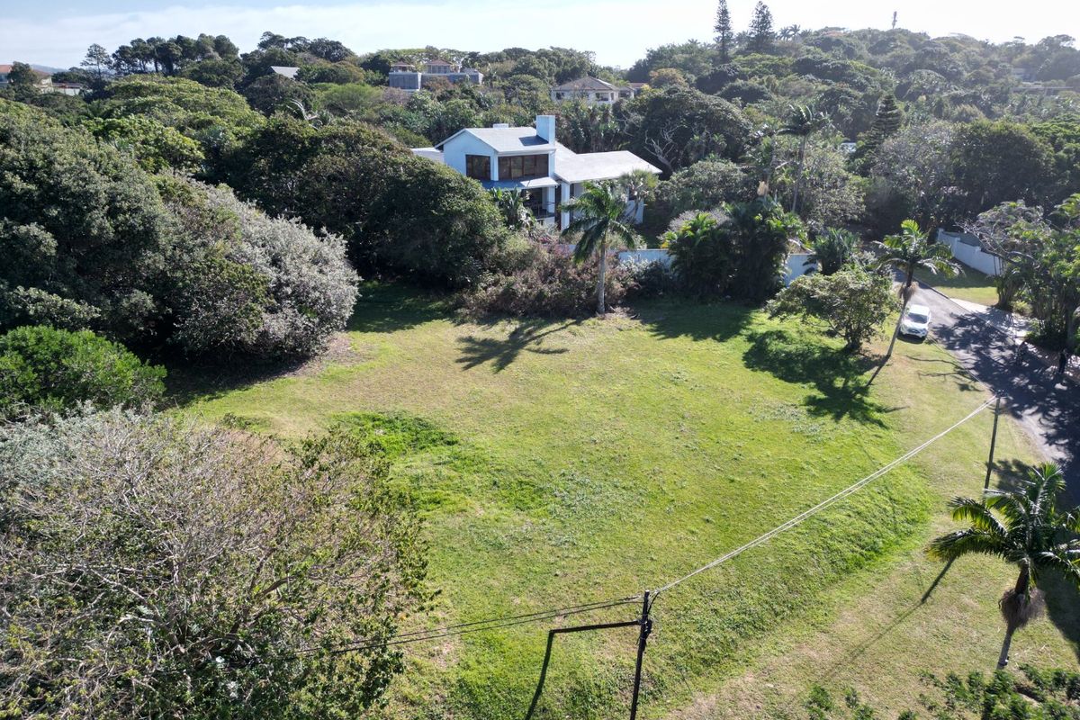 An aerial view of a vacant residential plot featuring established trees and surrounding greenery in a quiet neighborhood setting.