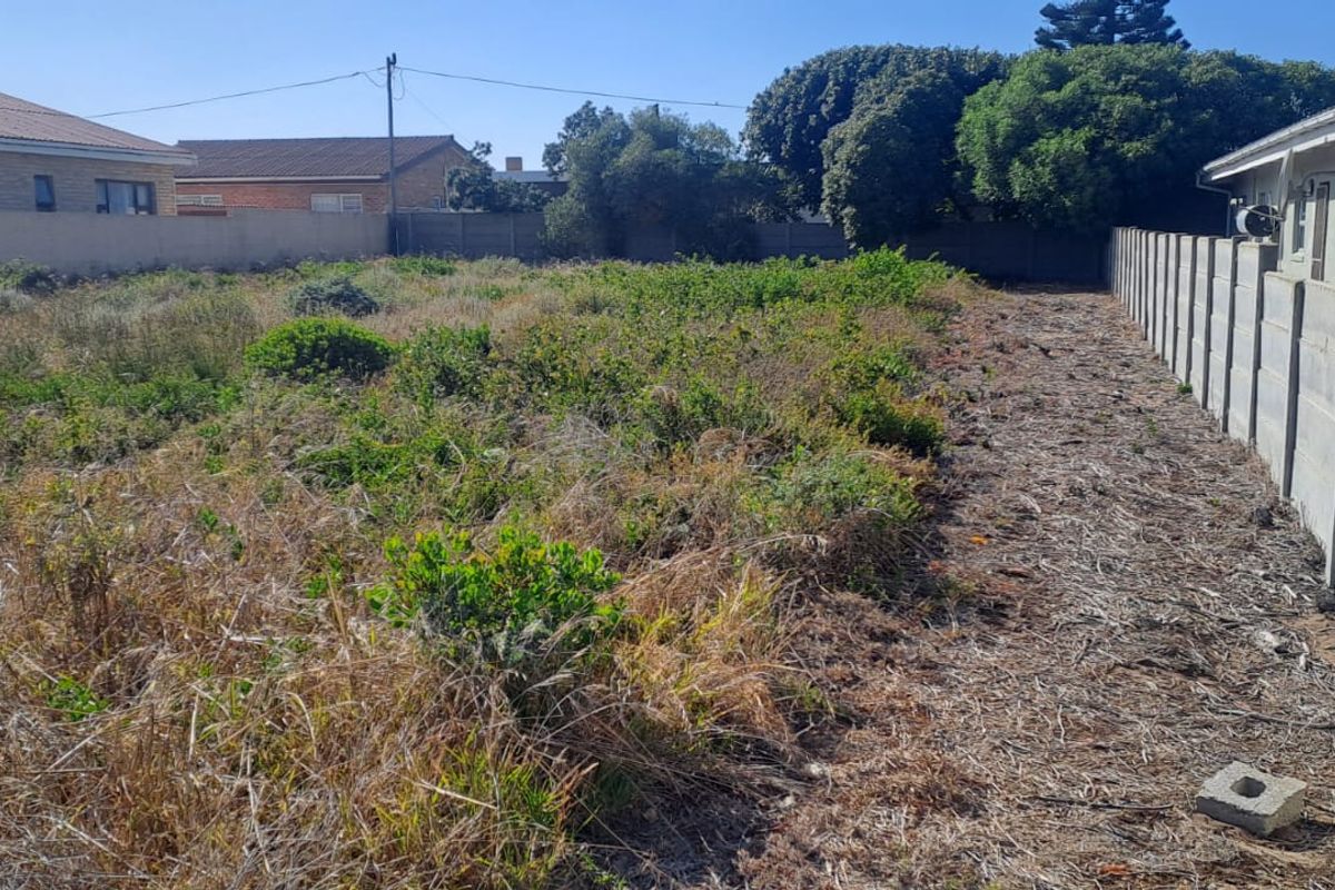 A view of a vacant residential plot featuring a precast concrete boundary wall and overgrown vegetation.