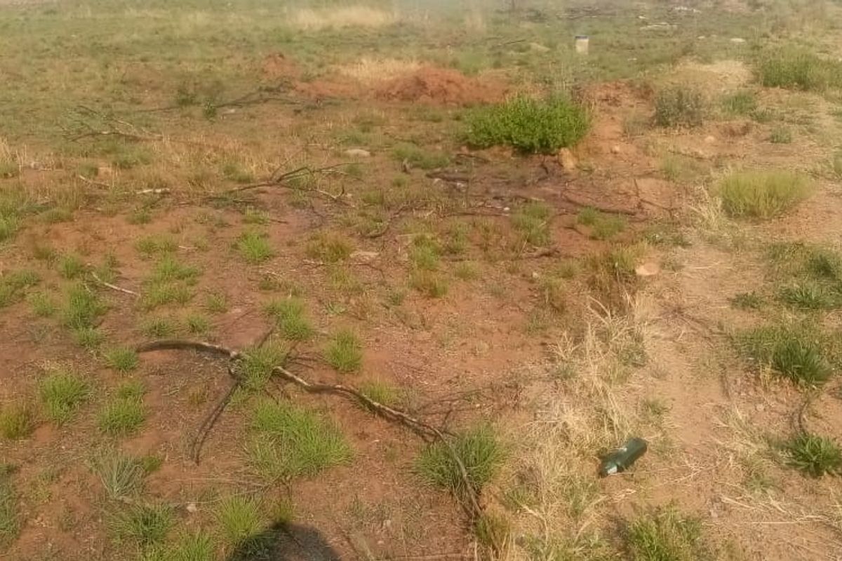 An undeveloped residential land plot featuring natural vegetation and dry soil, suitable for future construction.