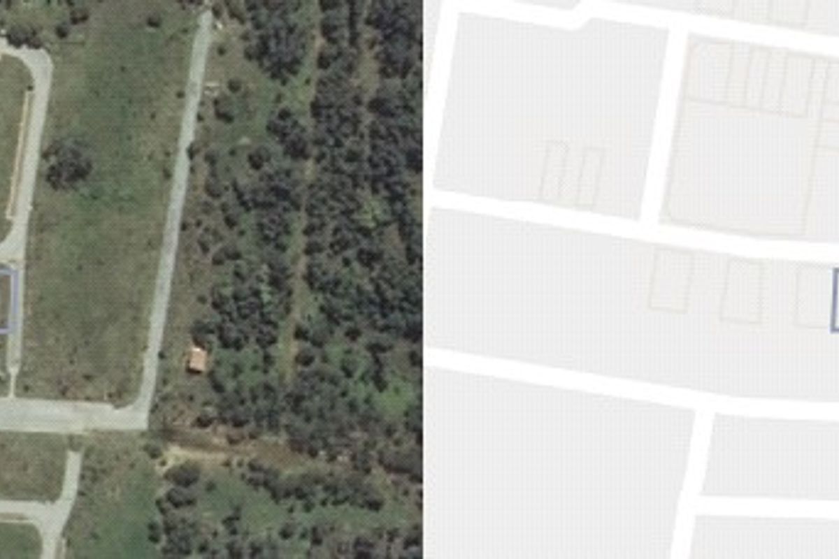 An aerial view and map overlay showing the location and boundaries of the vacant residential land plot.