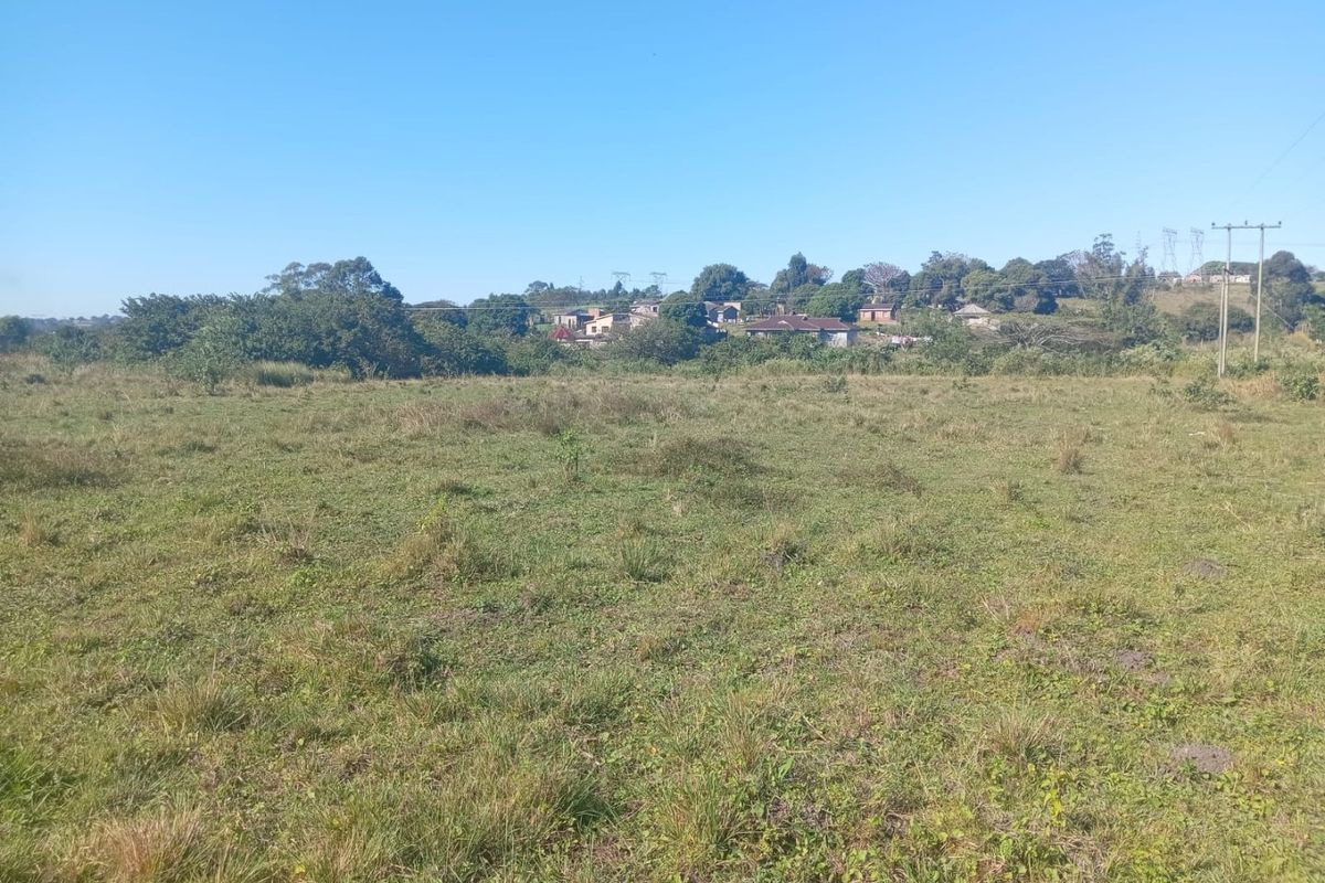 A view of a vacant residential plot featuring open grassland with surrounding trees and nearby utility infrastructure.