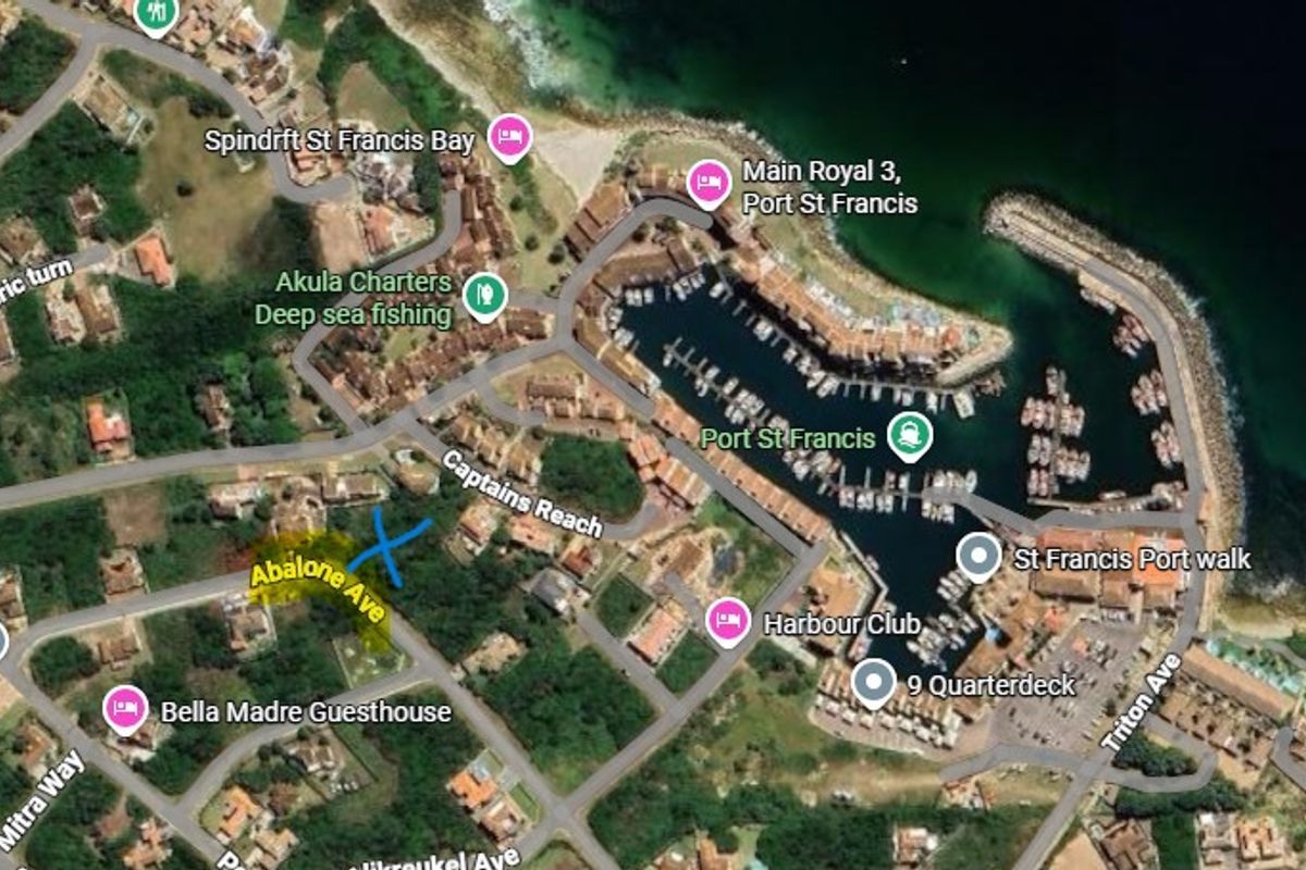 An aerial map view showing the location of the property in relation to the Port St Francis harbour and surrounding residential streets.