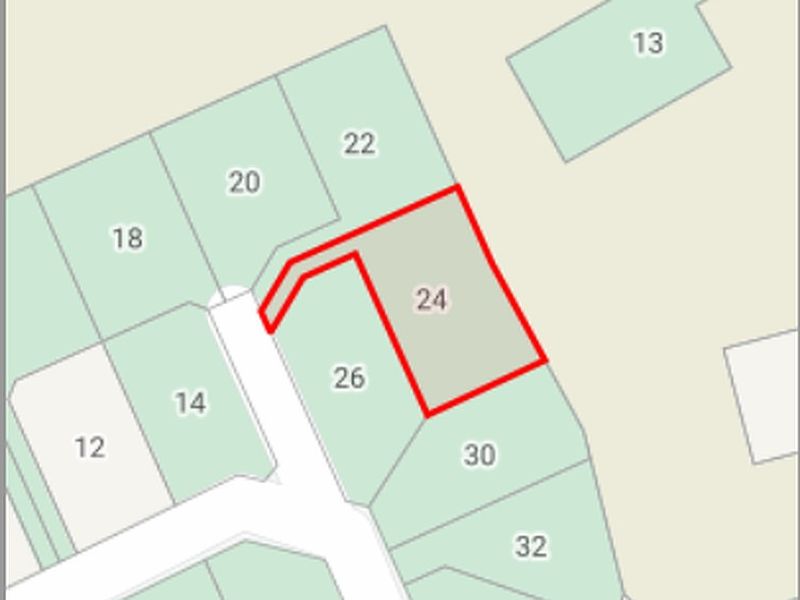 A cadastral map showing the boundary layout and location of the residential plot number 24 within the estate.