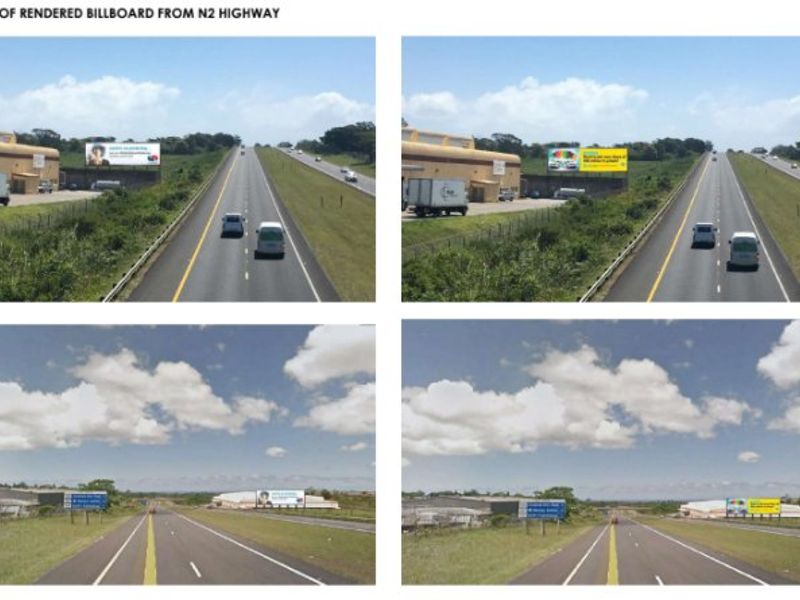 A collage of highway views showing billboard placements along the N2 highway.