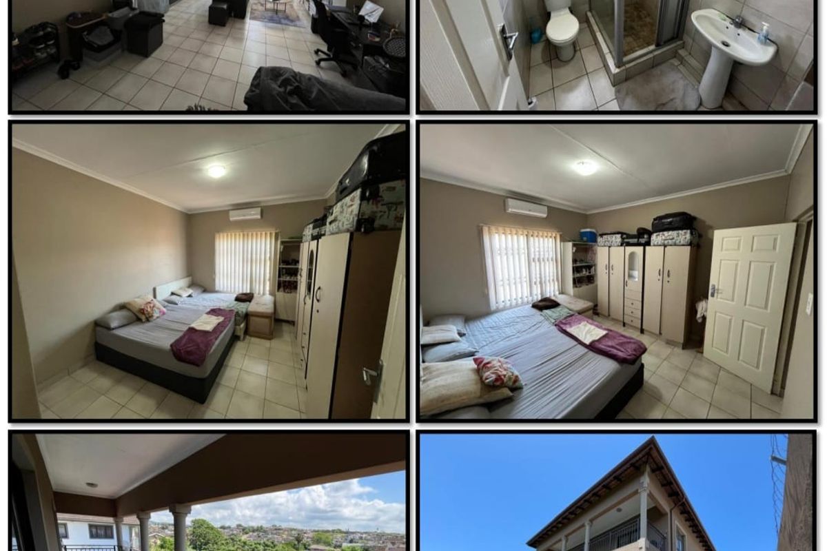 A collage of apartment interior and exterior views, including living areas, a bathroom, bedroom, balcony, and the building facade.