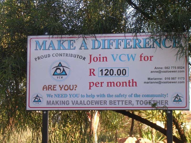 A community safety sign located on the property.