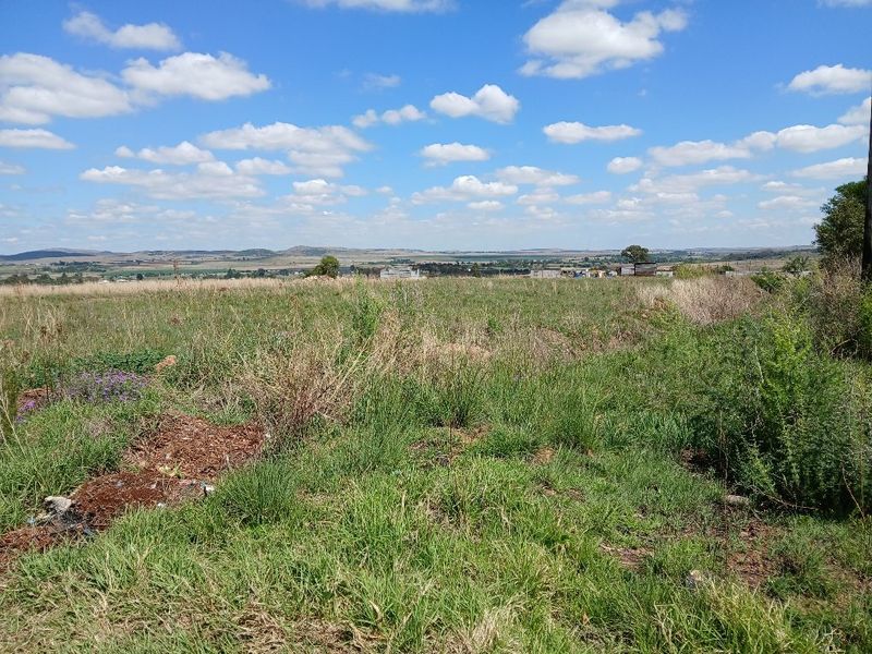 A wide-angle view of an expansive, undeveloped residential plot featuring natural grass and vegetation with distant landscape views.