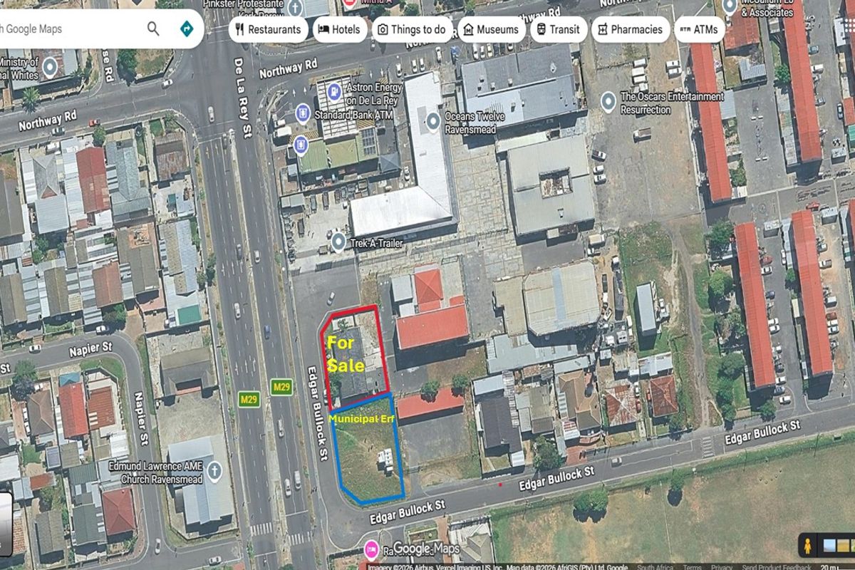 An aerial map view showing the property location and boundaries in a commercial and residential urban setting.
