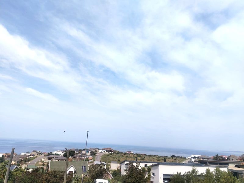 A scenic elevated view overlooking the surrounding residential neighborhood and the distant ocean coastline.