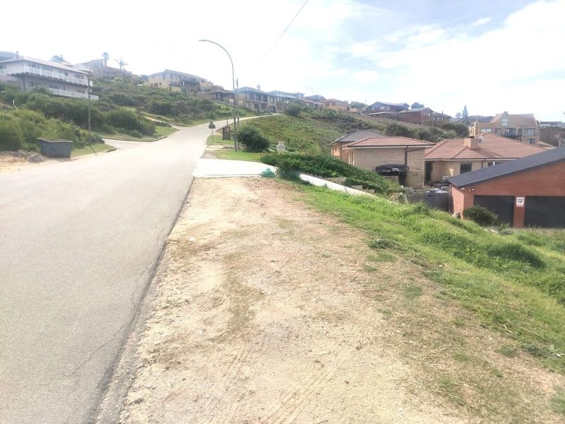 A street-level view of the vacant residential plot showing the adjacent paved road, grass verge, and surrounding neighborhood housing.