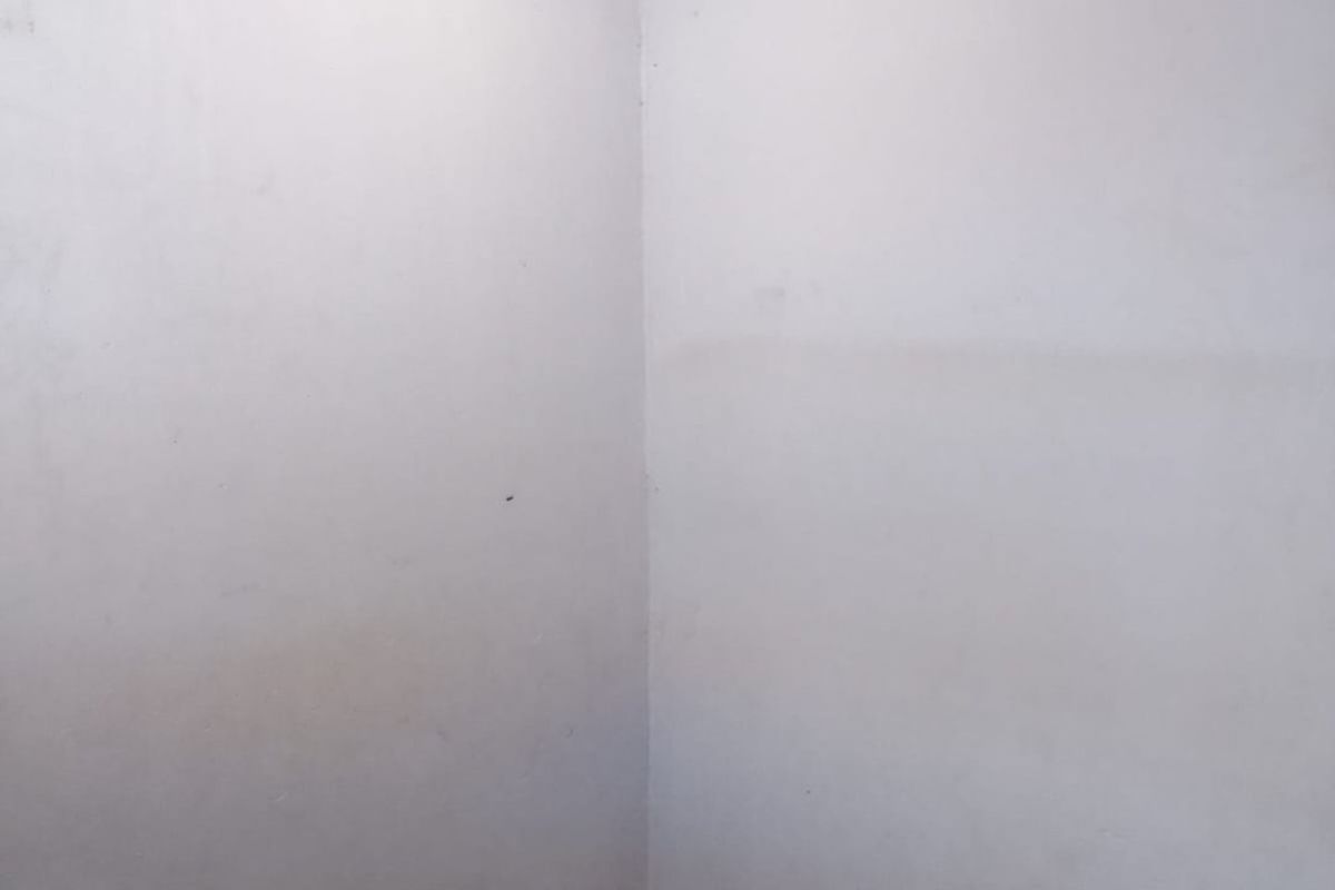 A vacant corner of a room featuring tiled flooring, coving, and light purple painted walls with visible scuff marks.