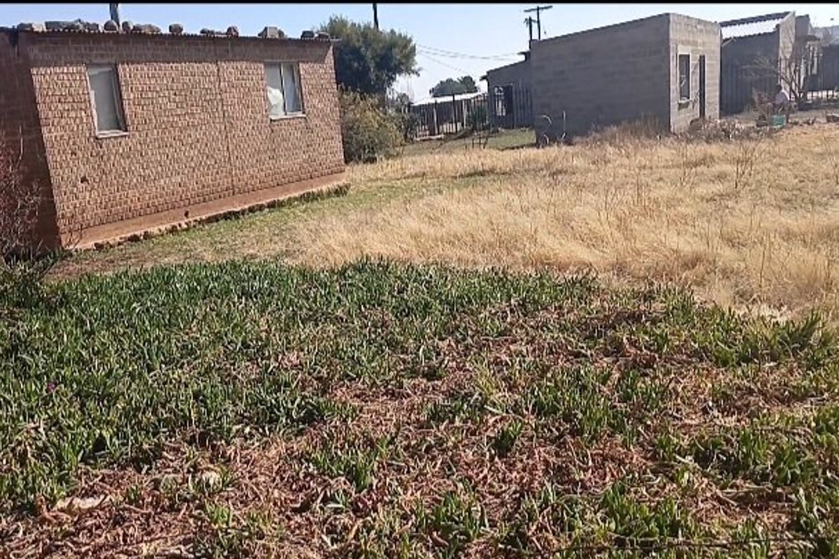 Exterior view of a residential property featuring exposed brick structures and an expansive, unmaintained garden area.