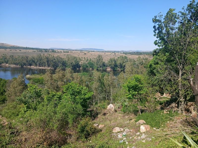 A scenic view overlooking a river and natural landscape, showcasing the property's tranquil surroundings and natural vegetation.