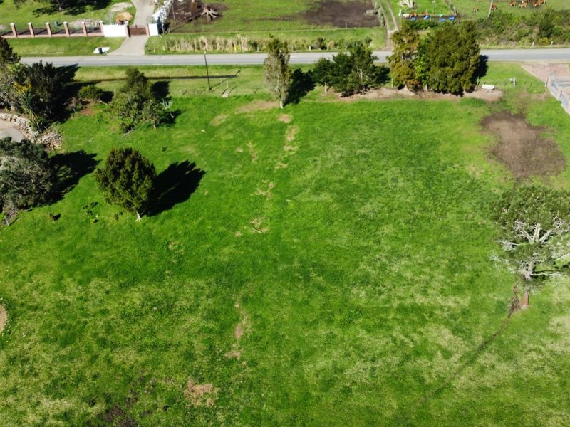 An aerial view of a vacant residential plot featuring established trees and open green space, suitable for future development.