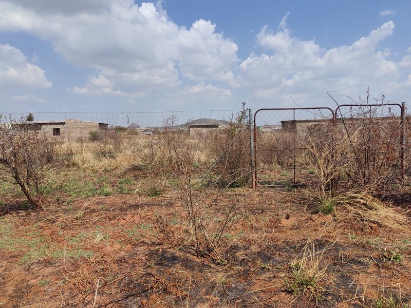 A view of a vacant residential plot featuring wire mesh fencing and a metal gate, with dry, overgrown vegetation and scorched ground.