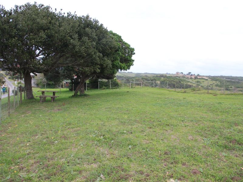 A spacious, grassy vacant residential plot featuring mature trees and perimeter wire mesh fencing, offering a natural setting for potential development.