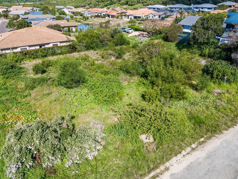 An aerial view of a vacant residential plot covered in natural vegetation, situated within an established suburban neighborhood.