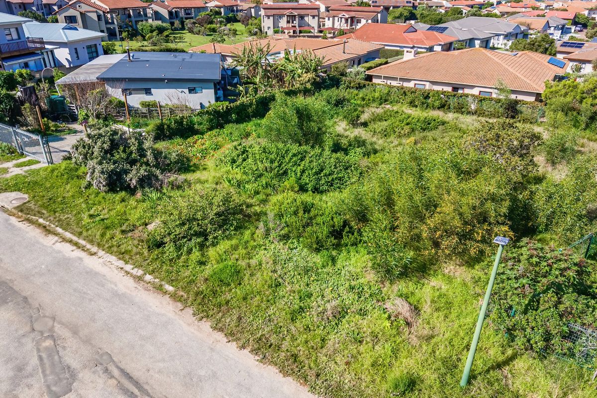 Aerial view of a vacant residential plot featuring established vegetation and perimeter fencing in a developed suburban neighborhood.
