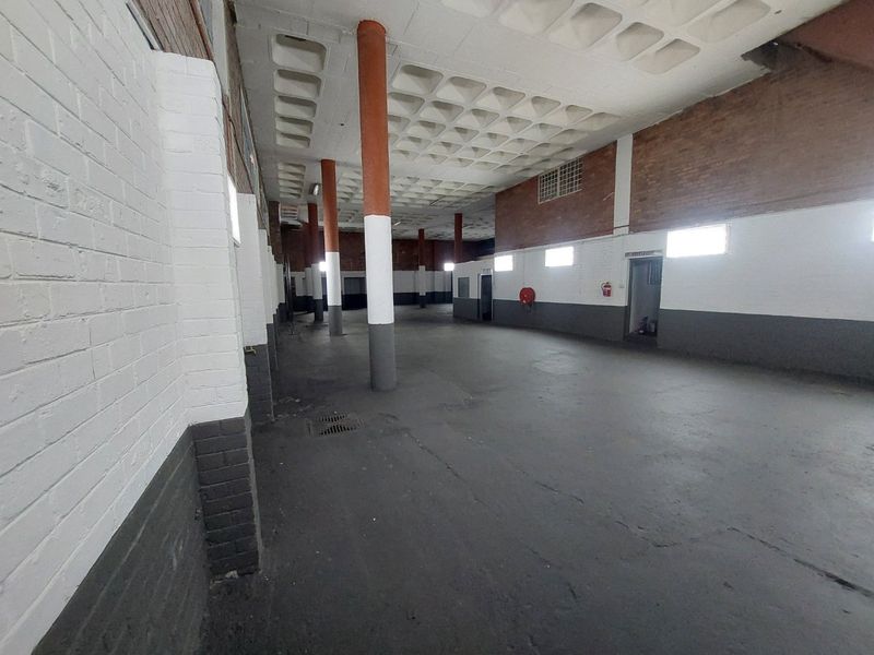 Spacious commercial utility area featuring a waffle slab ceiling, structural columns, and durable concrete flooring, suitable for various industrial or storage applications.