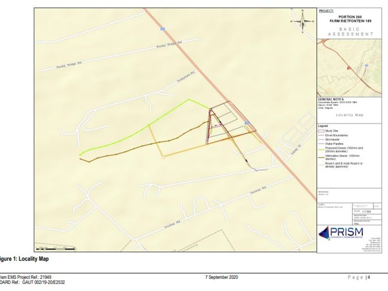 A locality map showing the site boundaries and proposed infrastructure for the residential development project.
