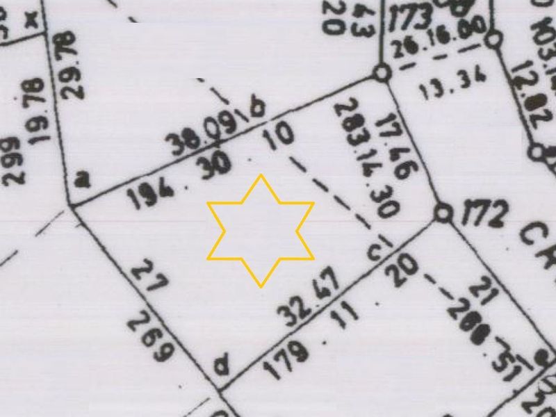 A cadastral survey map showing the boundary lines and dimensions of the residential land plot.