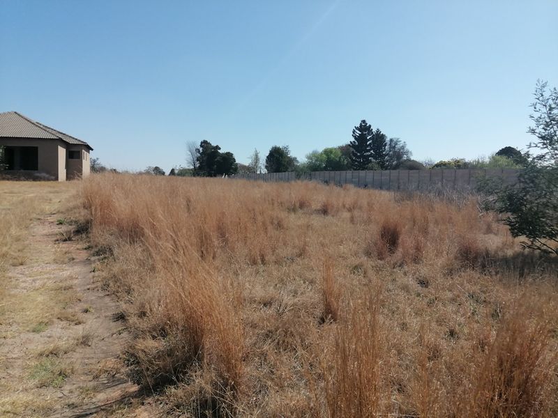A view of a vacant residential plot featuring dry, overgrown grass and a precast concrete boundary wall.