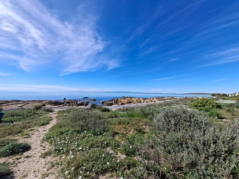 A scenic view of the coastal landscape featuring a rocky shoreline, natural vegetation, and expansive ocean horizon.