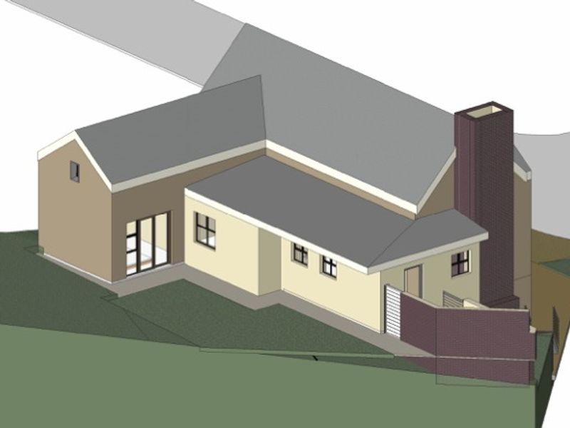 A 3D architectural rendering showing the exterior design and massing of the proposed residential property.