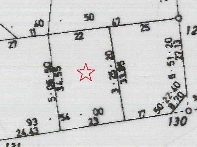 A cadastral survey map or property boundary plan showing the dimensions and layout of the residential land plot.