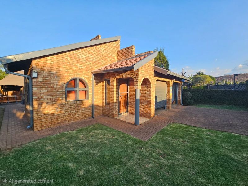 A well-maintained face brick residential property featuring a paved driveway, integrated garage, and a neat front lawn.