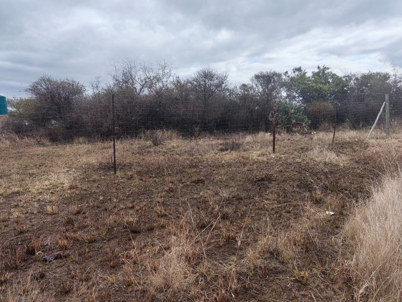 A view of the vacant residential land featuring dry grass and perimeter wire mesh fencing with metal posts.