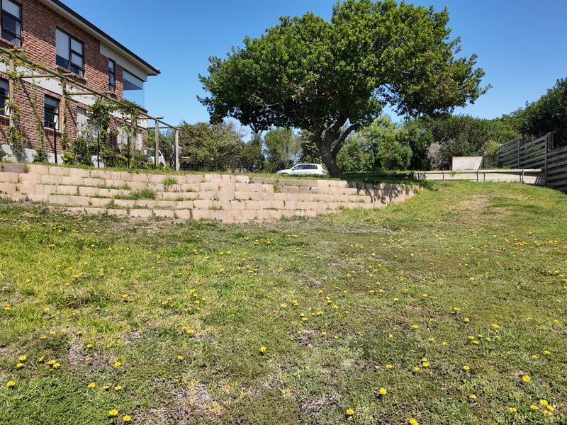 A spacious rear garden area featuring a tiered retaining wall, mature tree, and perimeter timber fencing, offering potential for landscaping and outdoor development.