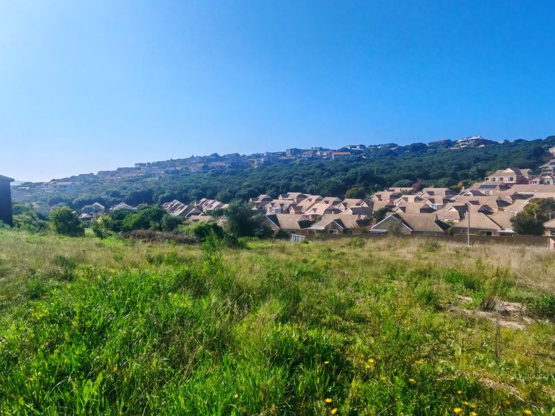 A view of an undeveloped residential plot with surrounding neighborhood housing and natural landscape in the background.