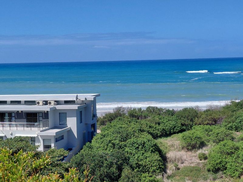 A scenic elevated view overlooking the coastline, ocean, and surrounding natural vegetation.