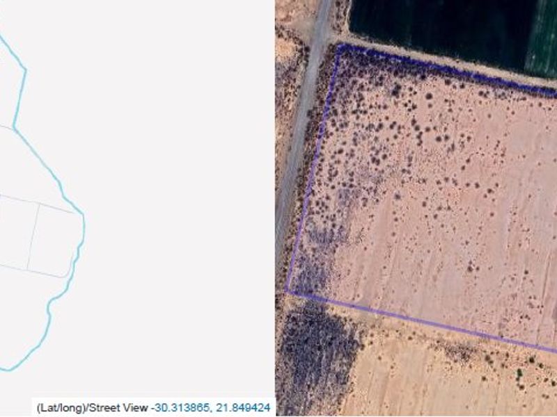 Aerial view of a vacant residential plot showing boundary lines and proximity to the R357 road.