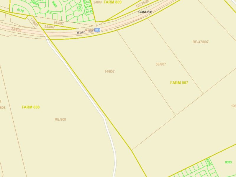 A cadastral map showing the layout and boundaries of the residential land parcel and surrounding farm properties.