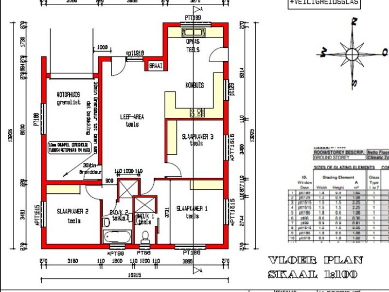 A detailed architectural floor plan showing the layout of the house, including bedrooms, living area, kitchen, and garage.