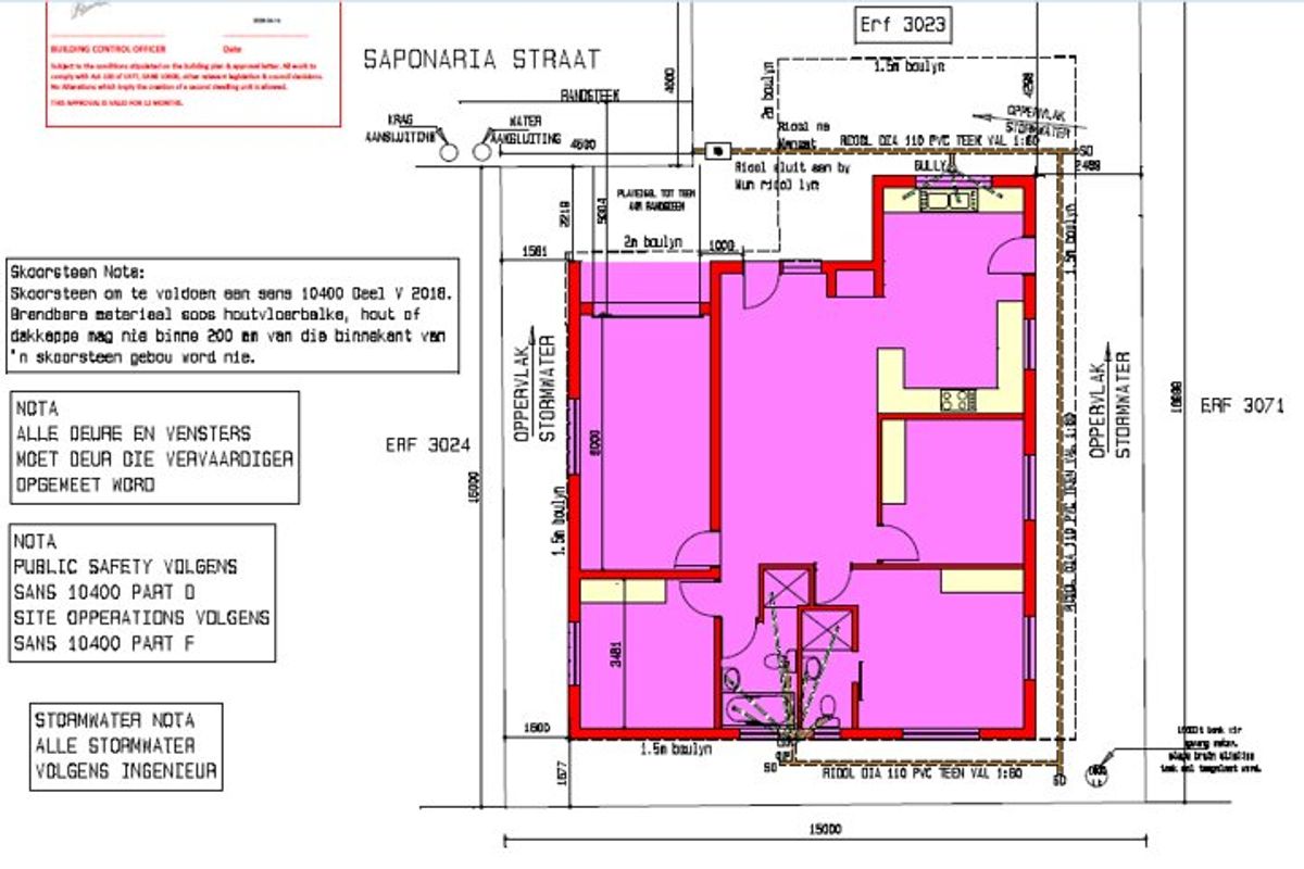 Architectural floor plan showing the layout and site specifications for the property.