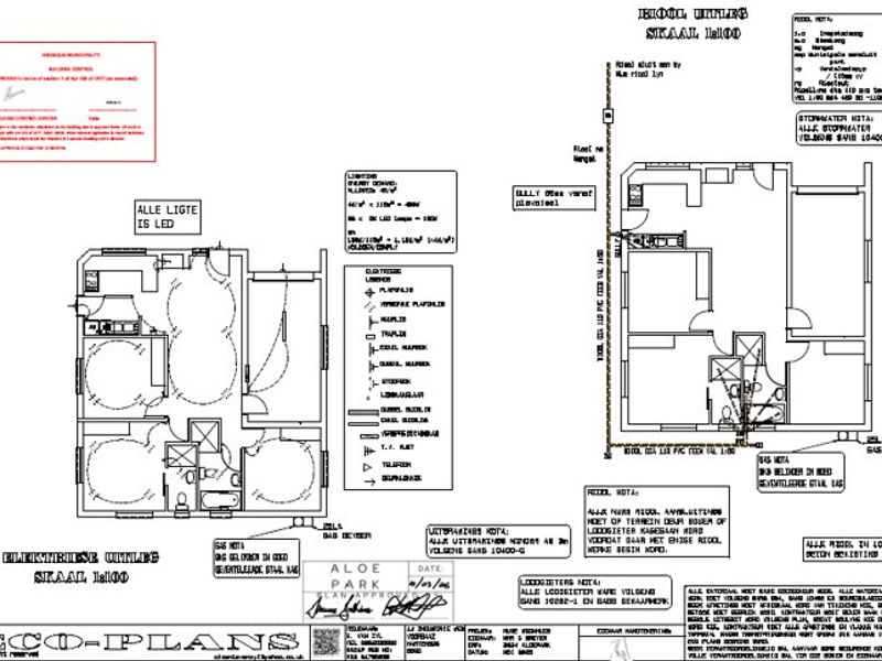Architectural floor plan detailing the layout, electrical, and plumbing specifications for the property.