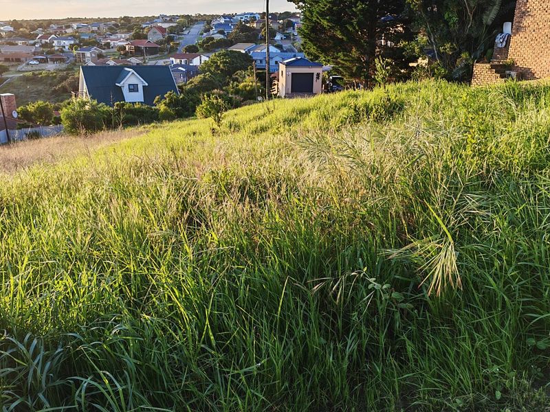 A view of the sloped vacant residential land overlooking the surrounding neighborhood and suburban landscape.