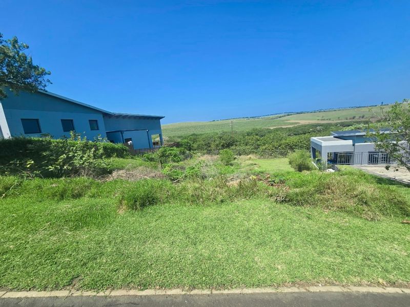 A view of the sloped residential vacant land with surrounding established properties and natural landscape.