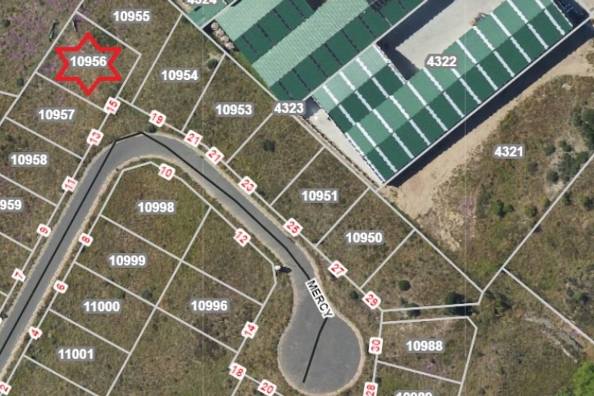 An aerial view showing the cadastral layout and property boundaries for plot 10956 within the residential estate.