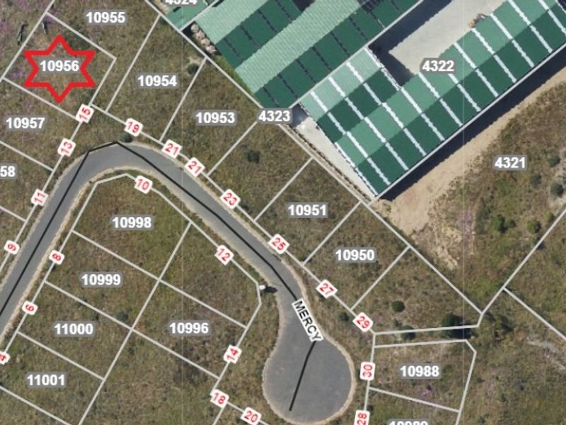 An aerial view showing the cadastral layout and property boundaries for plot 10956 within the residential estate.